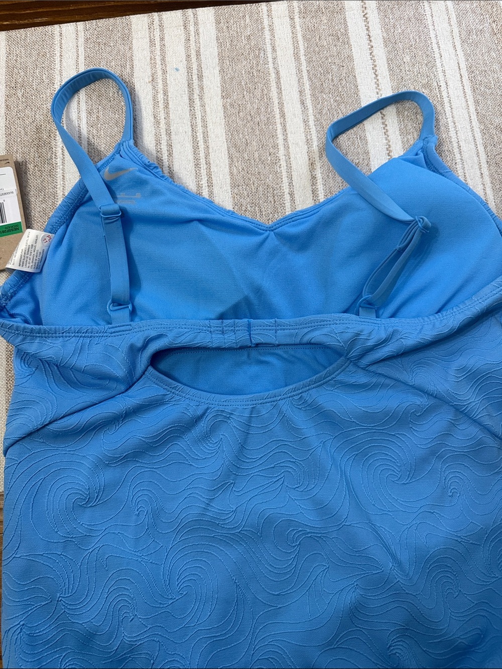 Nike Women’s Sky Blue Textured One-Piece Swimsuit - Picture 8 of 12